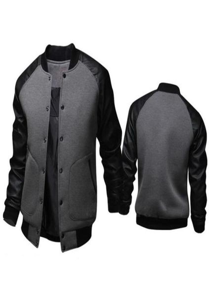 fashion black jacket spring mens single breasted pu leather patchwork baseball jacket brand gray jackets 9848439, Black;brown
fashion black jacket spring mens single breasted pu leather patchwork baseball jacket brand gray jackets 9848439, Black;brown