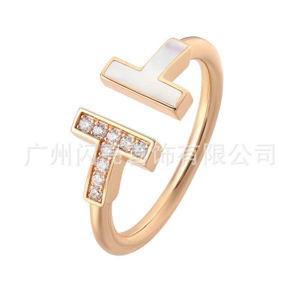 famous brand double white fritillaria ring rose gold open t-letter with diamond female, Silver
famous brand double white fritillaria ring rose gold open t-letter with diamond female, Silver