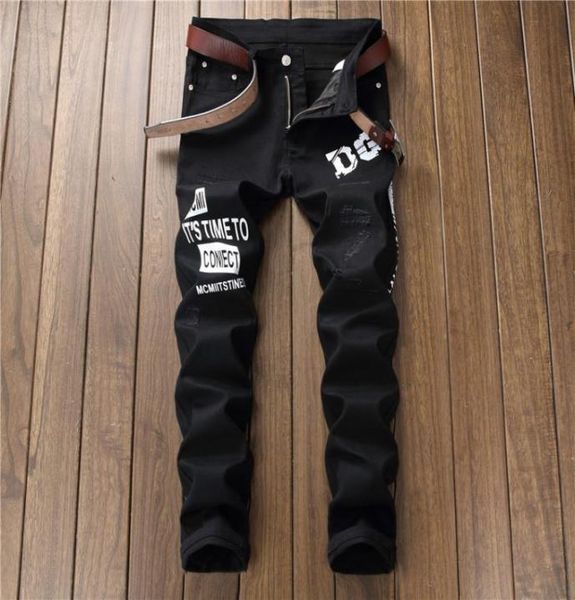 2019 new fashion men039s black stretch jeans letter printing ripped denim jeans male straight slim nightclub pants printing7442418, Blue
2019 new fashion men039s black stretch jeans letter printing ripped denim jeans male straight slim nightclub pants printing7442418, Blue