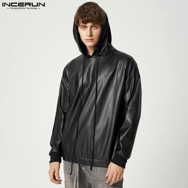 men's hoodies sweatshirts incerun 2023 fashion men pu leather hooded long sleeve streetwear solid color punk casual pullover 5xl 7 2308, Black
men's hoodies sweatshirts incerun 2023 fashion men pu leather hooded long sleeve streetwear solid color punk casual pullover 5xl 7 2308, Black
