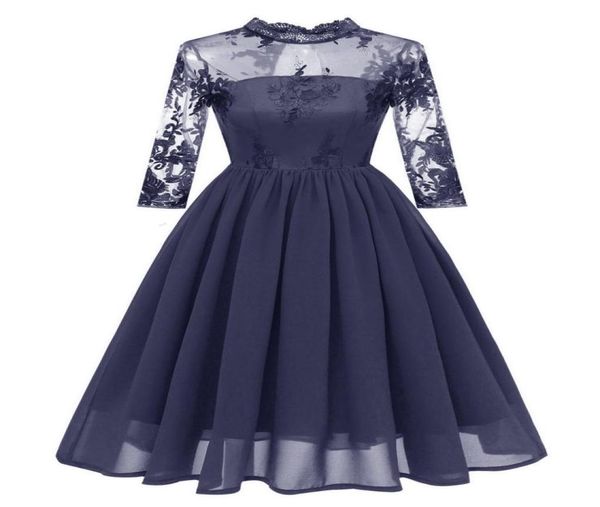 women embroidery 34 sleeve dresses stand collar formal evening elegant chiffon lace party dress vintage dress dk9029cl6185147, White;black
women embroidery 34 sleeve dresses stand collar formal evening elegant chiffon lace party dress vintage dress dk9029cl6185147, White;black