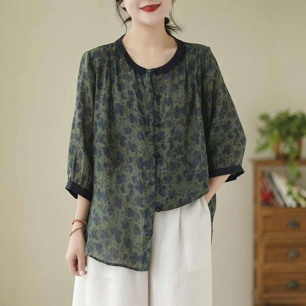 ramie floral blouse for shirts womens art light and thin loose casual commuting skinny fashioned, White
ramie floral blouse for shirts womens art light and thin loose casual commuting skinny fashioned, White