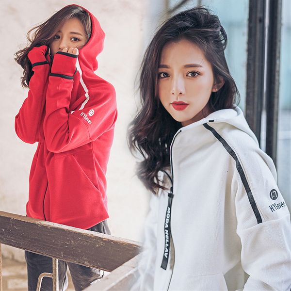 spring and summer hooded cardigan yoga clothes running loose fitness clothes casual long-sleeved sweater korean sports coat women, White;red
spring and summer hooded cardigan yoga clothes running loose fitness clothes casual long-sleeved sweater korean sports coat women, White;red