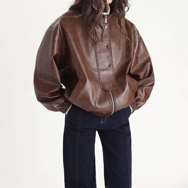 womens leather faux women vintage wax feel real cow coat genuine pilot jacket e31 230809, Black
womens leather faux women vintage wax feel real cow coat genuine pilot jacket e31 230809, Black