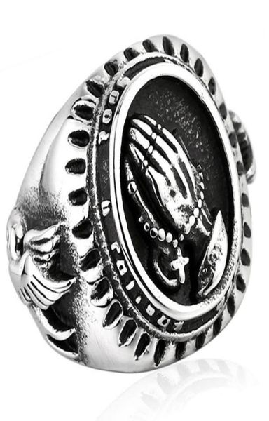 men fashion vintage 316l stainless steel blessed virgin mary pray hand religious ring lucky power the praying hands rings silver 2916726
men fashion vintage 316l stainless steel blessed virgin mary pray hand religious ring lucky power the praying hands rings silver 2916726
