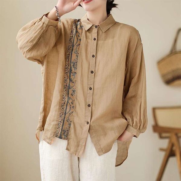 spring and womens blouses summer vintage artistic print all matching long sleeved cotton linen shirt temperament, White
spring and womens blouses summer vintage artistic print all matching long sleeved cotton linen shirt temperament, White
