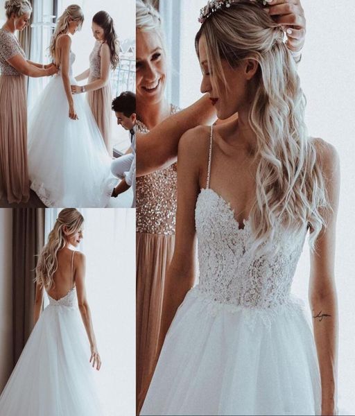2019 simple tulle a line boho wedding dresses sweep train spaghetti straps beaded pearls beach bridal gowns custom made4120115, White
2019 simple tulle a line boho wedding dresses sweep train spaghetti straps beaded pearls beach bridal gowns custom made4120115, White