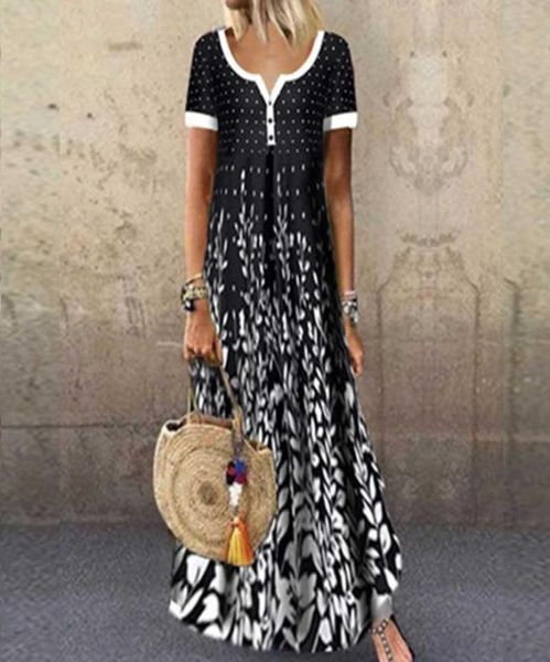 casual women position print long dress summer short sleeve vneck dresses ladies loose beach maxi dress vestidos plus size q07074944364, Black;gray
casual women position print long dress summer short sleeve vneck dresses ladies loose beach maxi dress vestidos plus size q07074944364, Black;gray