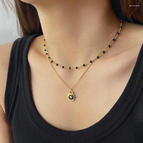 pendant necklaces oeing 316l stainless steel gold color french style light luxury six-star lucky compass women necklace, Silver
pendant necklaces oeing 316l stainless steel gold color french style light luxury six-star lucky compass women necklace, Silver