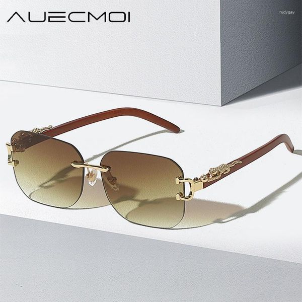 sunglasses brand designer rimless metal leopard head women for men 2023 trendy sun glasses fashion vintage shades uv400663, White;black 
sunglasses brand designer rimless metal leopard head women for men 2023 trendy sun glasses fashion vintage shades uv400663, White;black