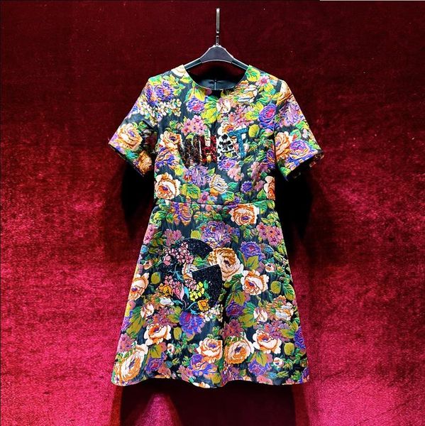 european and american women's clothing 2023 autumn new short sleeve sequin floral jacquard print fashion dress, Black;gray
european and american women's clothing 2023 autumn new short sleeve sequin floral jacquard print fashion dress, Black;gray