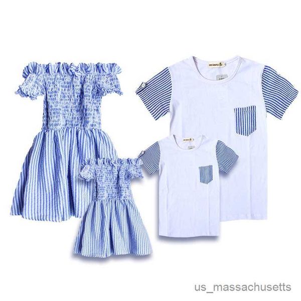 family matching outfits summer family matching outfits mom daughter striped shoulder dress dad son cotton short tee t-shirt couple clothing, Blue
family matching outfits summer family matching outfits mom daughter striped shoulder dress dad son cotton short tee t-shirt couple clothing, Blue