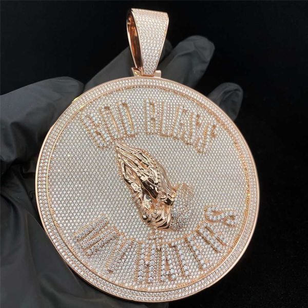 hip hop jewelry pendant s925 iced out moissanite diamond disc pendant gold bless you rose gold rapper vvs clarity custom pendant, Silver
hip hop jewelry pendant s925 iced out moissanite diamond disc pendant gold bless you rose gold rapper vvs clarity custom pendant, Silver