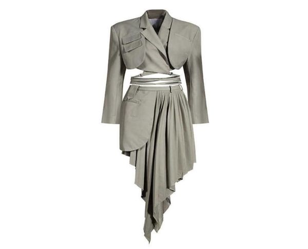 t032 women039s two piece sets halfbody skirt majestic angel gray club pleated irregular new lapel long sleeve loose women fash5254374, White
t032 women039s two piece sets halfbody skirt majestic angel gray club pleated irregular new lapel long sleeve loose women fash5254374, White