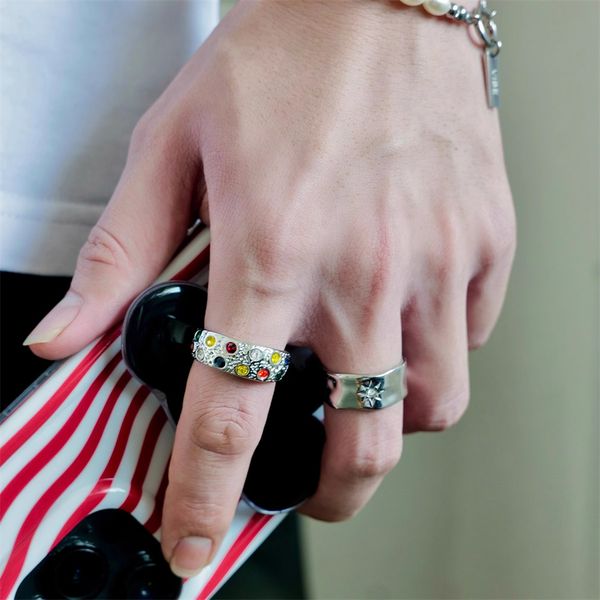 japanese colored gemstone inlaid zircon ring with men's and women's designs titanium steel high-end light luxury fashion charm, Silver
japanese colored gemstone inlaid zircon ring with men's and women's designs titanium steel high-end light luxury fashion charm, Silver