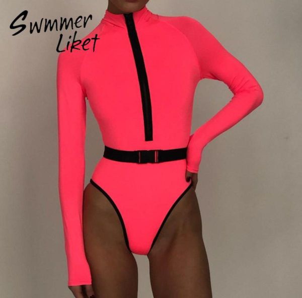 long sleeve bikini neon pink zipper bodysuits swimwear women turtleneck swimsuit female high cut monokini biquini y2003191891696, White;black
long sleeve bikini neon pink zipper bodysuits swimwear women turtleneck swimsuit female high cut monokini biquini y2003191891696, White;black