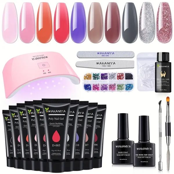 nail extension kit poly nail gel set with uv lamp, quick nail extension gel, complete poly gel nails set with rhinestone, base coat, nail ti
nail extension kit poly nail gel set with uv lamp, quick nail extension gel, complete poly gel nails set with rhinestone, base coat, nail ti
