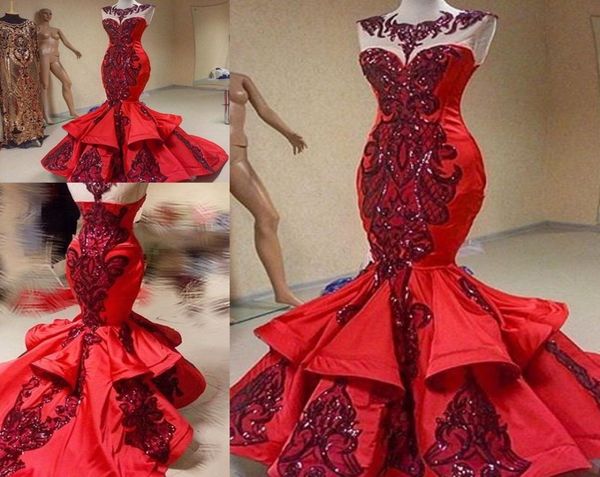 sparkly sequins applique lace mermaid evening formal dresses 2018 modest ruffles skirt fishtail yousef aljasmi red luxury prom dre4604512, Black;red
sparkly sequins applique lace mermaid evening formal dresses 2018 modest ruffles skirt fishtail yousef aljasmi red luxury prom dre4604512, Black;red