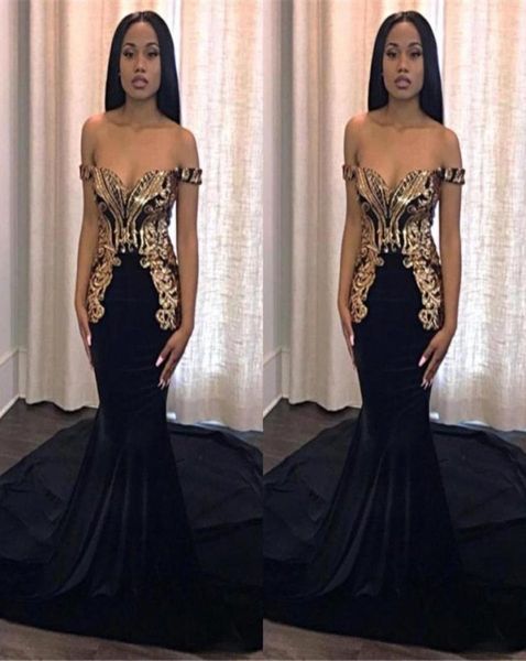 black mermaid prom party dresses 2019 with gold appliques elegant off shoulder long african custom evening gowns4061173
black mermaid prom party dresses 2019 with gold appliques elegant off shoulder long african custom evening gowns4061173