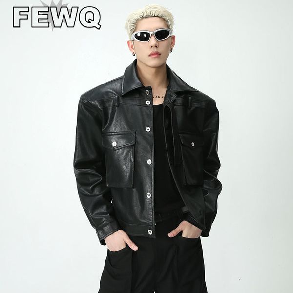 men's jackets fewq leather solid color pocket shoulder pad high street male motorcyle niche design autumn trendy outwear 24b3202 230809, Black;brown
men's jackets fewq leather solid color pocket shoulder pad high street male motorcyle niche design autumn trendy outwear 24b3202 230809, Black;brown