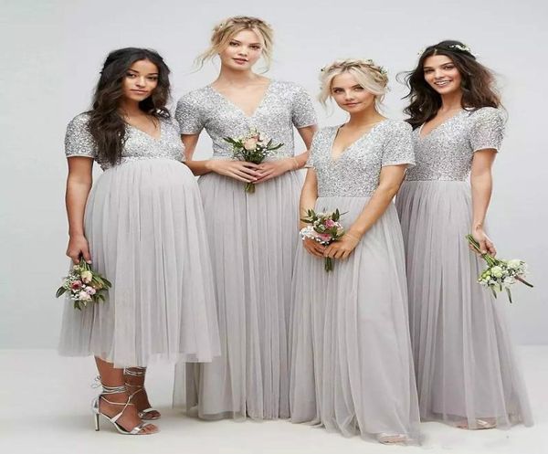 country long sequins bridesmaid dresses 2019 sliver short sleeve v neck plus size gowns tulle aline maid of honor dress maternity4705239, Blue;red
country long sequins bridesmaid dresses 2019 sliver short sleeve v neck plus size gowns tulle aline maid of honor dress maternity4705239, Blue;red