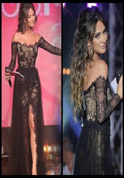 2018 arabic black lace evening dresses offshoulder long sleeves side split with tulle overskirt formal gowns elie saab prom dress9916383, Black;red
2018 arabic black lace evening dresses offshoulder long sleeves side split with tulle overskirt formal gowns elie saab prom dress9916383, Black;red