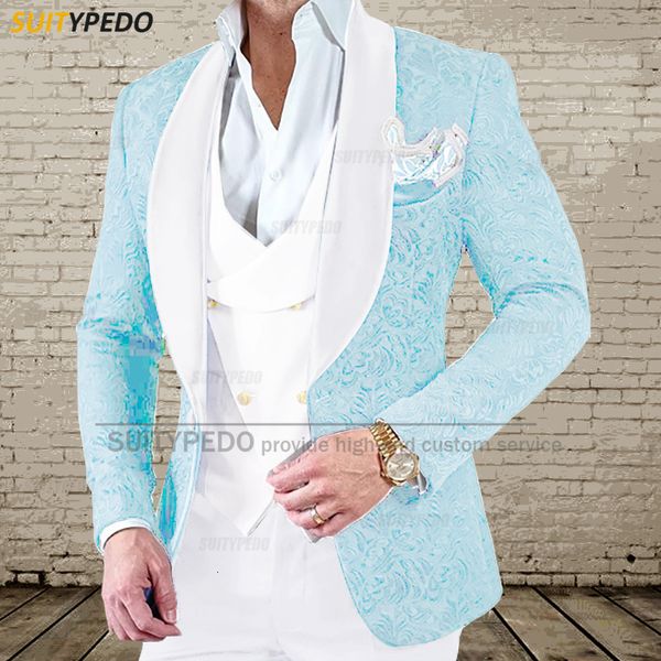 men's suits blazers sky blue fashion men suit sets jacquard weave blazer wedding luxury tailormade jacket vest pants 3 pieces elegant m, White;black
men's suits blazers sky blue fashion men suit sets jacquard weave blazer wedding luxury tailormade jacket vest pants 3 pieces elegant m, White;black