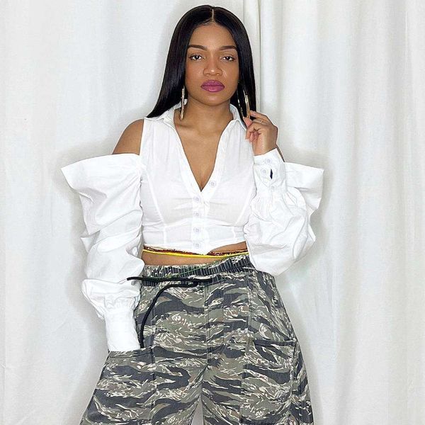 frete autumn collection trendy and womens blouses fashionable long sleeve shirt with navel straight off for women, White
frete autumn collection trendy and womens blouses fashionable long sleeve shirt with navel straight off for women, White