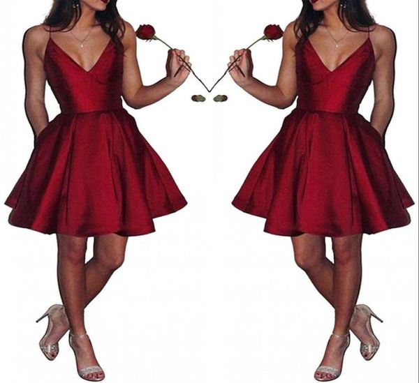 v neck satin short homecoming dresses spaghetti straps a line knee length formal party gowns short prom dresses bm04484766690, Blue;pink
v neck satin short homecoming dresses spaghetti straps a line knee length formal party gowns short prom dresses bm04484766690, Blue;pink