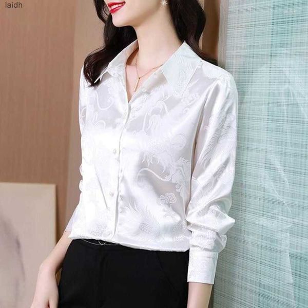women's blouses silk shirt long-sleeved blouse female 2023 jacquard satin polo lead jobs fashion long sleeve solid turn downchsp, White
women's blouses silk shirt long-sleeved blouse female 2023 jacquard satin polo lead jobs fashion long sleeve solid turn downchsp, White
