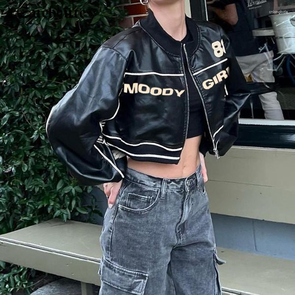 women's leather letter printed goth punk crop jacket women pu techwear striped stitch long sleeve streetwear black coats
women's leather letter printed goth punk crop jacket women pu techwear striped stitch long sleeve streetwear black coats
