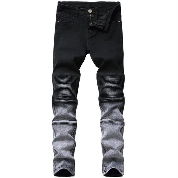 men's jeans men stretch slim black small feet trend brand high-quality pleated motorcycle pants299b, Blue
men's jeans men stretch slim black small feet trend brand high-quality pleated motorcycle pants299b, Blue