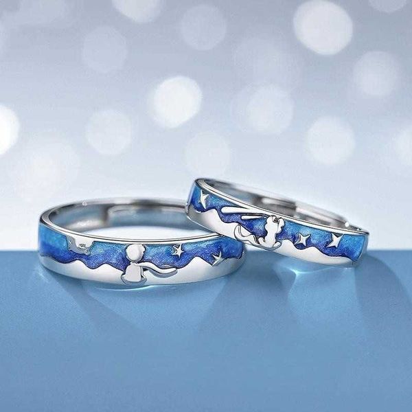 european and american new little prince fox couple ring fashion light luxury temperament personality simple star opening, Silver
european and american new little prince fox couple ring fashion light luxury temperament personality simple star opening, Silver