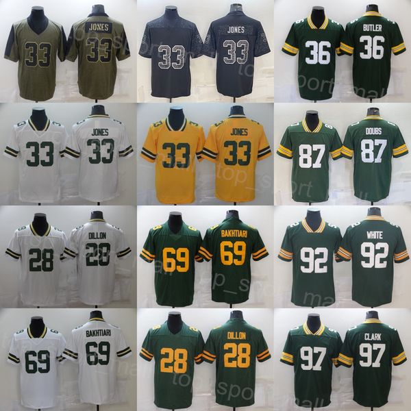 men football 69 david bakhtiari jersey 33 aaron jones 36 leroy butler 28 aj dillon 87 romeo doubs 97 kenny clark 92 reggie white color rush, Black;red
men football 69 david bakhtiari jersey 33 aaron jones 36 leroy butler 28 aj dillon 87 romeo doubs 97 kenny clark 92 reggie white color rush, Black;red