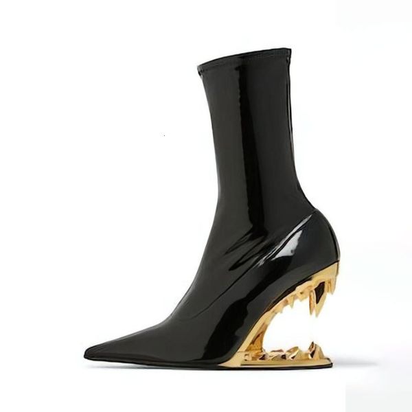 boot's tiger teeth shaped high heel short boots fashion banquet show stretchy shoes in europe and america size 44 230810, Black
boot's tiger teeth shaped high heel short boots fashion banquet show stretchy shoes in europe and america size 44 230810, Black