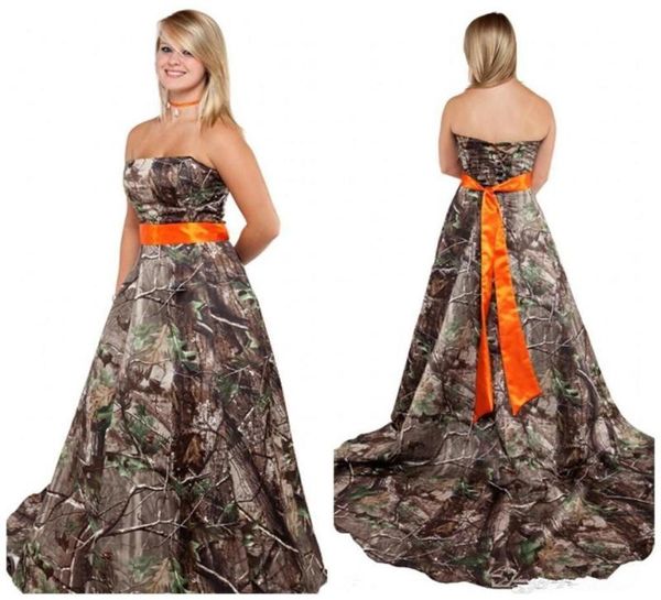 new camo wedding dress with orange sash strapless corset back plus size camo themed forest country camouflage bridal gowns 204924, White
new camo wedding dress with orange sash strapless corset back plus size camo themed forest country camouflage bridal gowns 204924, White