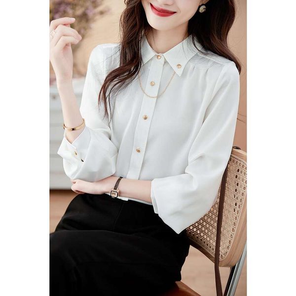 autumn small womens blouses chain design light and thin versatile simple shirt satin long sleeved chiffon, White
autumn small womens blouses chain design light and thin versatile simple shirt satin long sleeved chiffon, White