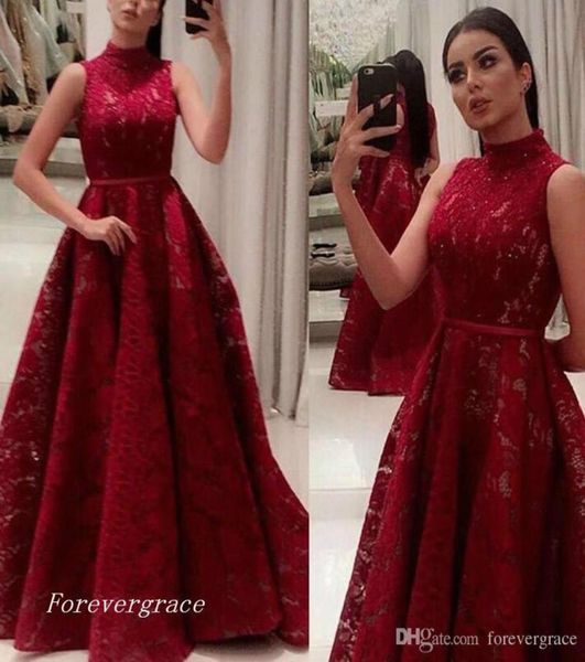 2019 arabic dark red lace evening dress modest high neck zipper long formal party gown custom made plus size5236013, Black;red
2019 arabic dark red lace evening dress modest high neck zipper long formal party gown custom made plus size5236013, Black;red