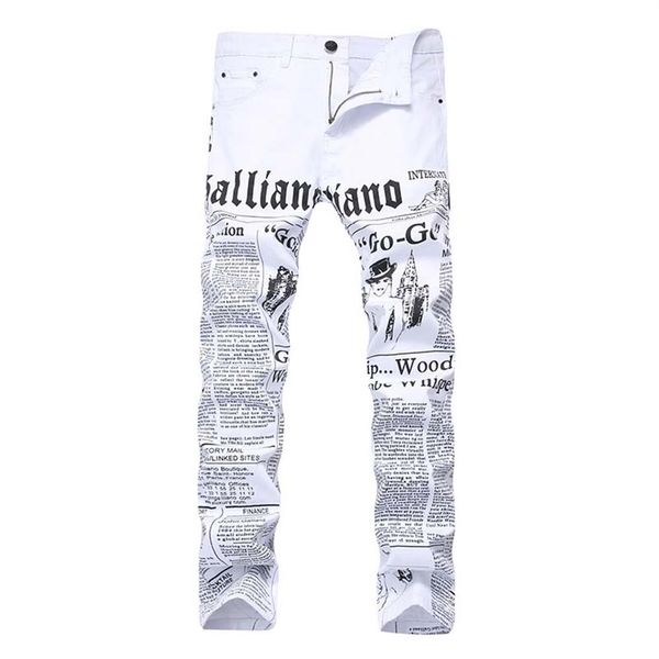 2019 men print jeans painted denim pants words casual high elastic stretchy fashionable straight mid waist 256e, Blue
2019 men print jeans painted denim pants words casual high elastic stretchy fashionable straight mid waist 256e, Blue