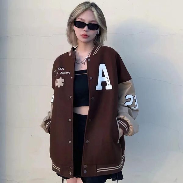 womens jackets retro street brown letter print baseball jacket autumn loose longsleeved allmatch vintage stitching thin coat 230811, Black;brown
womens jackets retro street brown letter print baseball jacket autumn loose longsleeved allmatch vintage stitching thin coat 230811, Black;brown