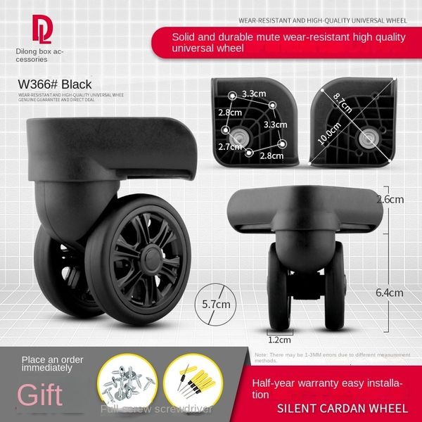bag parts accessories dilong w366 luggage wheel universal replacement 360 degree trolley case travel caster 230810, Black
bag parts accessories dilong w366 luggage wheel universal replacement 360 degree trolley case travel caster 230810, Black