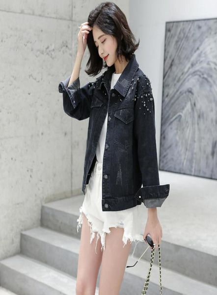 korean casual beading short jeans jacket women vintage black soft fabric turn down collar long sleeve basic outwear denim coats7593979, Black;brown
korean casual beading short jeans jacket women vintage black soft fabric turn down collar long sleeve basic outwear denim coats7593979, Black;brown