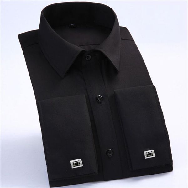 men's dress shirts french cuff shirt 2021 brand long sleeve formal business men casual black social with cufflinks 6xl225r, White;black
men's dress shirts french cuff shirt 2021 brand long sleeve formal business men casual black social with cufflinks 6xl225r, White;black