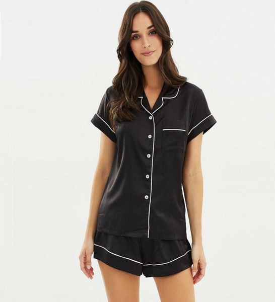 2pcs women summer silk satin pajama set solid color short sleeve button tshirtelastic waist shorts casual sleepwear underwear q02231257, Black;red
2pcs women summer silk satin pajama set solid color short sleeve button tshirtelastic waist shorts casual sleepwear underwear q02231257, Black;red