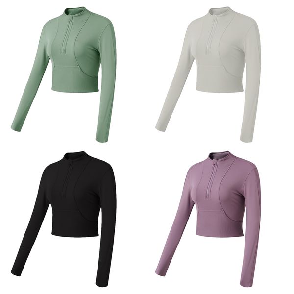 running fitness long-sleeved elastic tight-fitting slim sports shirt with navel exposed short yoga clothes in spring and summer, White;red
running fitness long-sleeved elastic tight-fitting slim sports shirt with navel exposed short yoga clothes in spring and summer, White;red