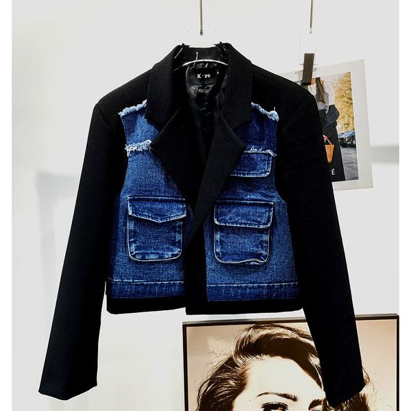 mens jackets autumn short denim splicing blazer long sleeve shoulder pad small suit handsome ins personality coat 21z1234 230810, Black;brown
mens jackets autumn short denim splicing blazer long sleeve shoulder pad small suit handsome ins personality coat 21z1234 230810, Black;brown