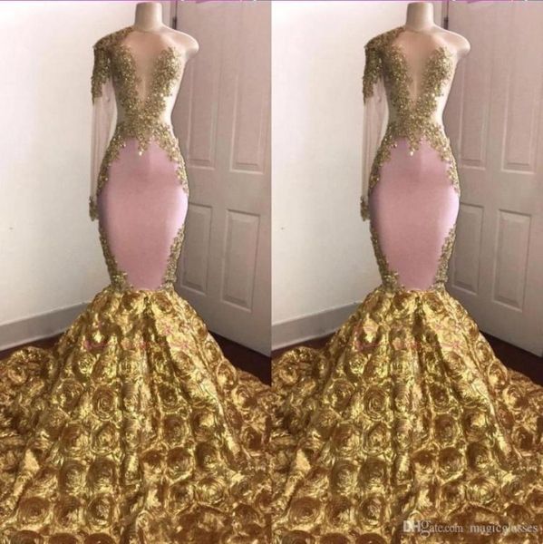 african mermaid prom dresses sheer jewel neck gold appliqued one shoulder sweep train 3d flowers evening formal party gown pageant6497692, Black
african mermaid prom dresses sheer jewel neck gold appliqued one shoulder sweep train 3d flowers evening formal party gown pageant6497692, Black