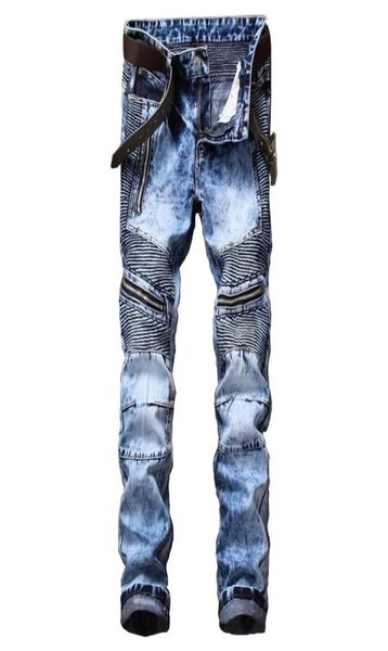 men039s jeans mens clothing washed slim pleated blue denim pants designer riding midwaist zipper motorcycle distressed trouser5280180
men039s jeans mens clothing washed slim pleated blue denim pants designer riding midwaist zipper motorcycle distressed trouser5280180