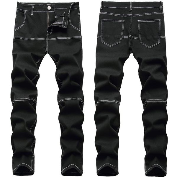 men's jeans man black slim stretch denim spliced patchwork contrast color pants streetwear trousers fashion clothing268p, Blue
men's jeans man black slim stretch denim spliced patchwork contrast color pants streetwear trousers fashion clothing268p, Blue