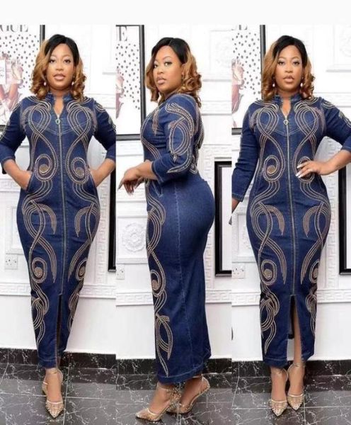 casual dresses houseofsd long sleeve jeans dress african women fashion zipper beading denim maxi8753711, Black;gray
casual dresses houseofsd long sleeve jeans dress african women fashion zipper beading denim maxi8753711, Black;gray